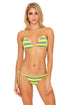 Luli Fama Time To Fiesta NEON YELLOW SEAMLESS RUCHED BRAZILIAN TIE SIDE BOTTOM